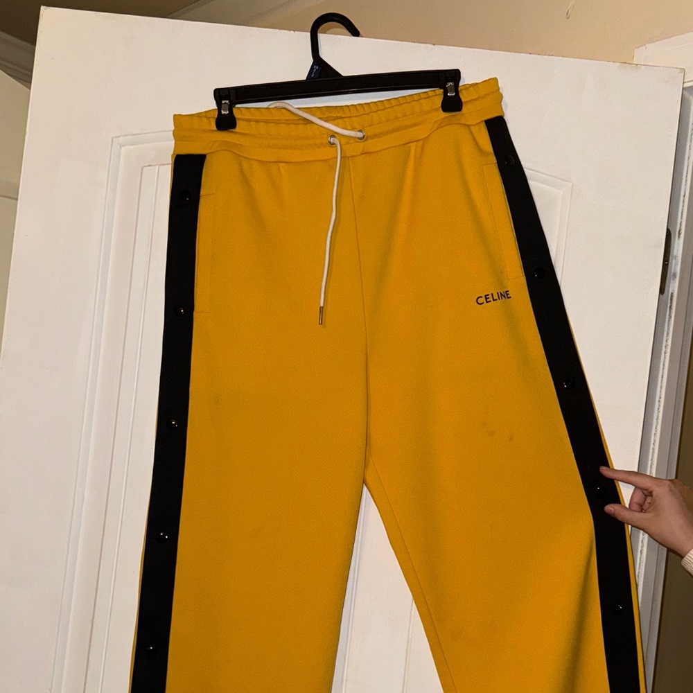 Celine Vibrant Yellow Joggers with Black Accents